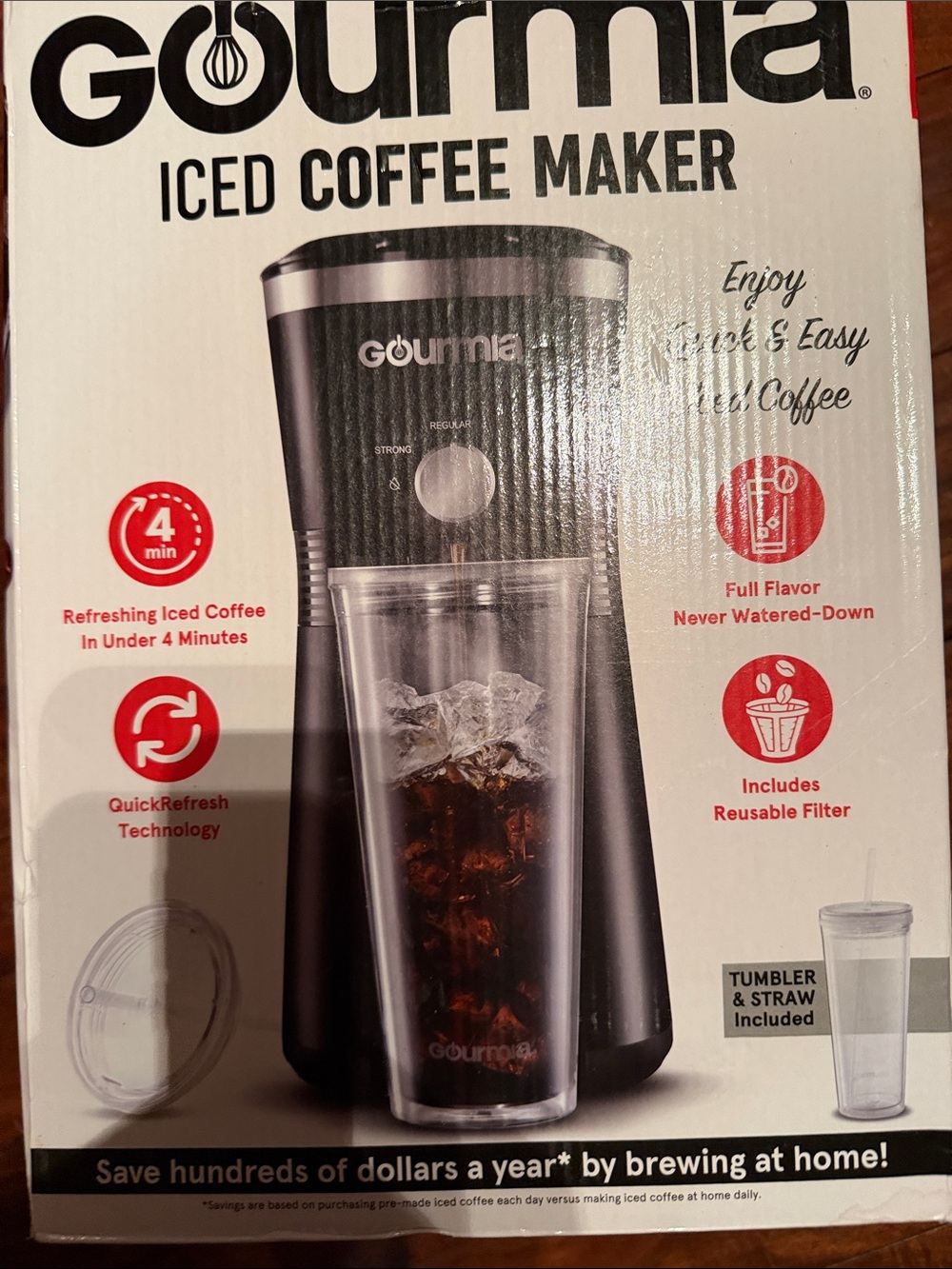 Gourmia Black Iced Coffee Maker - Fast Iced Coffee Brewing